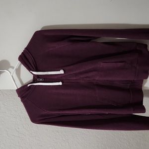 Jacket with drawstring hood and thumb holes